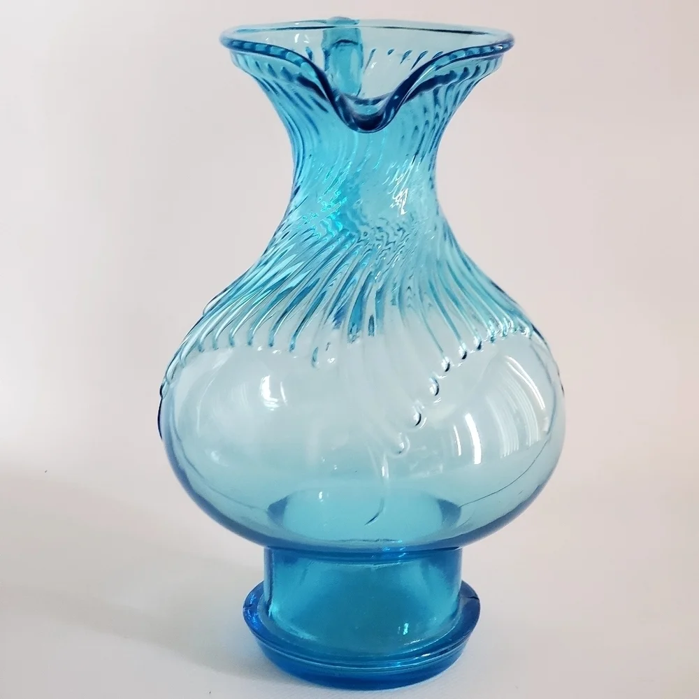 Indiana Glass TIara Glass Water Pitcher Clear Blue Vintage MCM - Picture 4 of 7